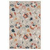 8' X 10' Blue And Gray Floral Stain Resistant Indoor Outdoor Area Rug - Homeroots