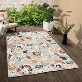 8' X 10' Blue And Gray Floral Stain Resistant Indoor Outdoor Area Rug - Homeroots - Flyclothing LLC
