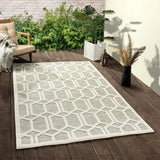 5' X 7' Gray And Ivory Geometric Stain Resistant Indoor Outdoor Area Rug - Homeroots - Flyclothing LLC