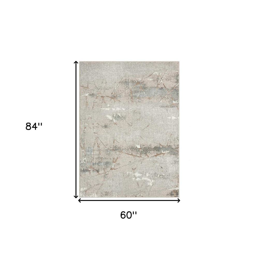 5' X 7' Beige Gray And Brown Abstract Stain Resistant Area Rug - Homeroots - Flyclothing LLC