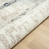 5' X 7' Beige Cream Blue And Gray Abstract Stain Resistant Area Rug - Homeroots