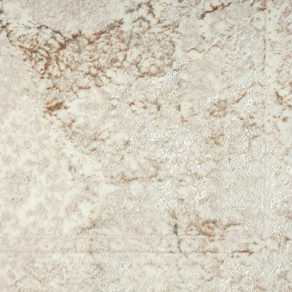 5' X 7' Beige Cream And Brown Damask Stain Resistant Area Rug - Homeroots - Flyclothing LLC