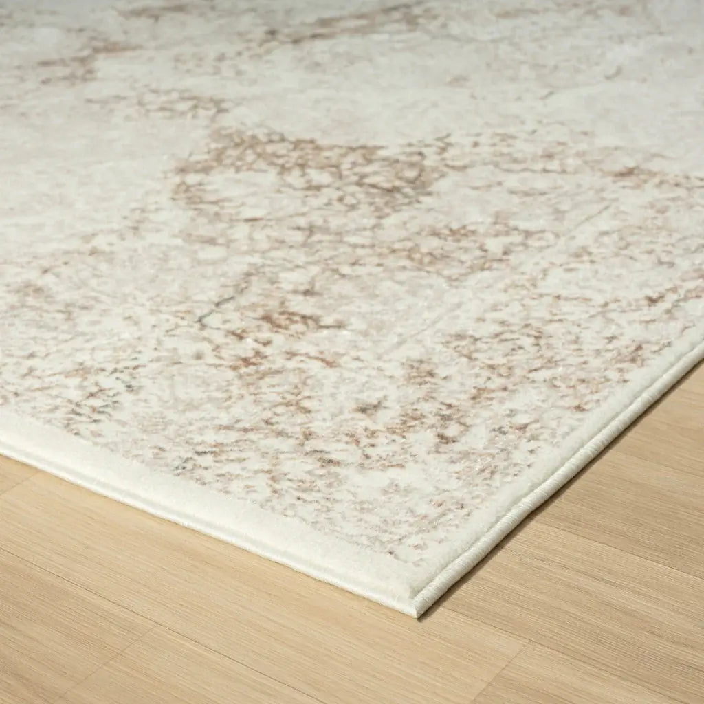 7' X 9' Beige Cream And Brown Damask Stain Resistant Area Rug - Homeroots - Flyclothing LLC
