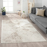 7' X 9' Beige Cream And Brown Damask Stain Resistant Area Rug - Homeroots - Flyclothing LLC
