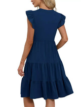 Ruffle Sleeve Tiered Midi Dress - Trendsi - Flyclothing LLC
