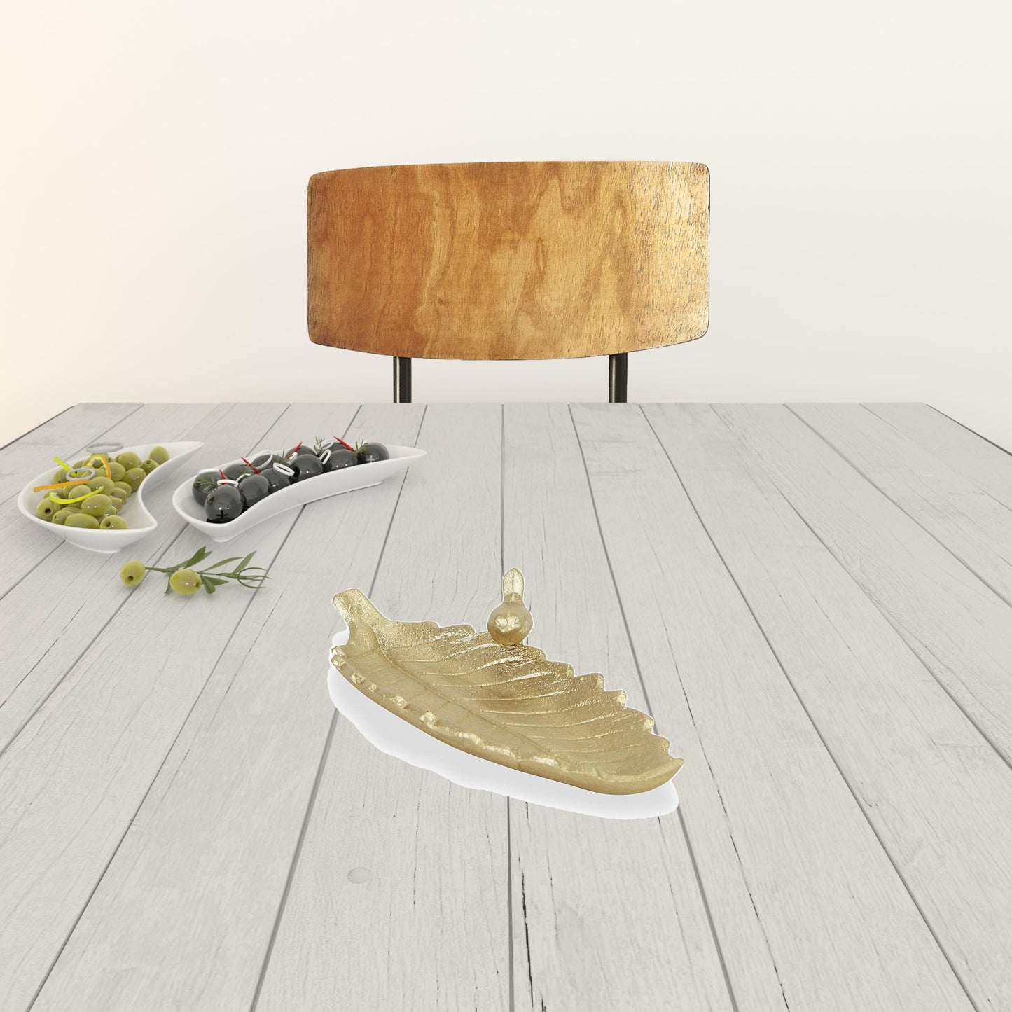 10" Gold Leaf Metal Handmade Tray - Homeroots - Flyclothing LLC