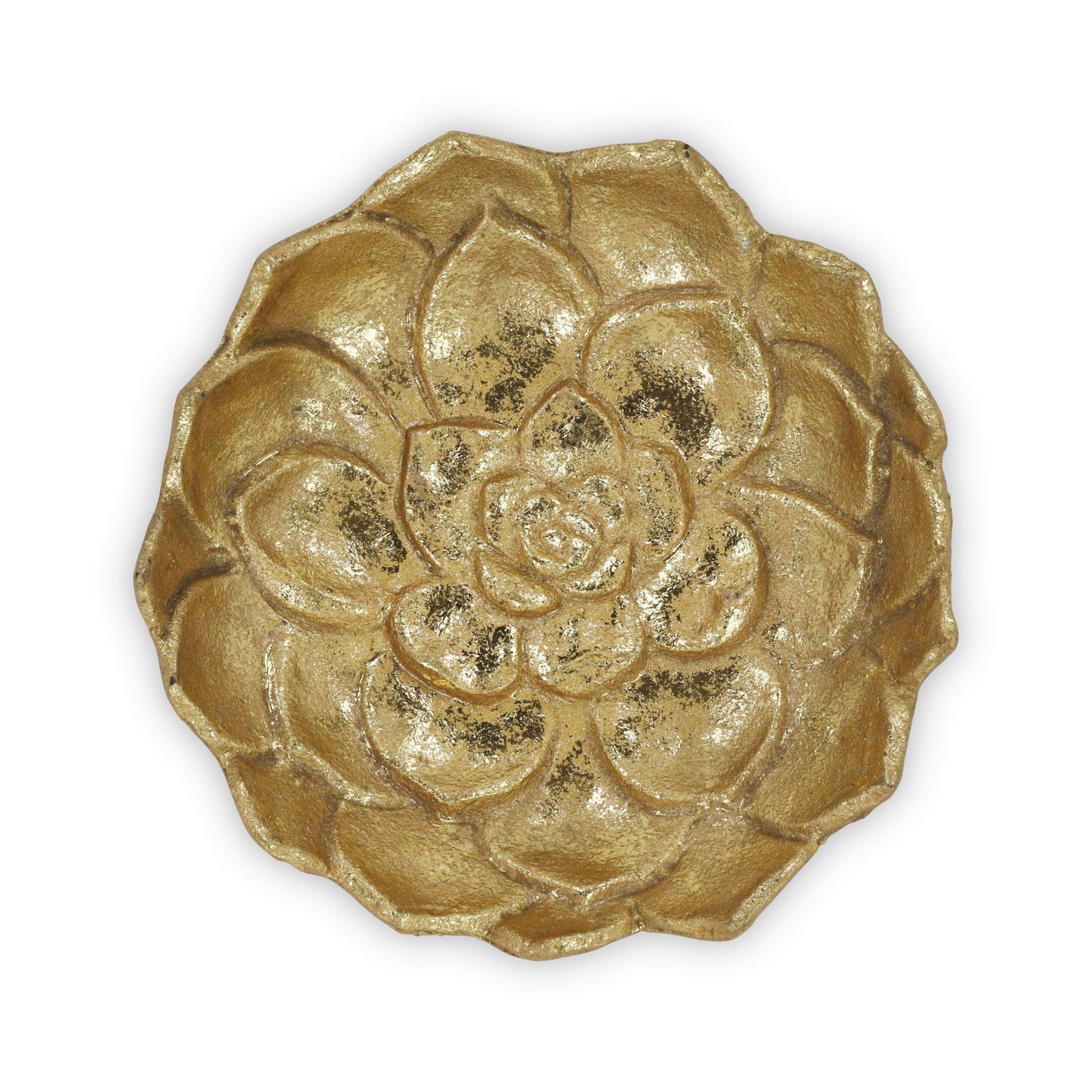 6" Gold Lotus Flower Metal Lotus Leaf Handmade Vanity Tray - Homeroots - Flyclothing LLC