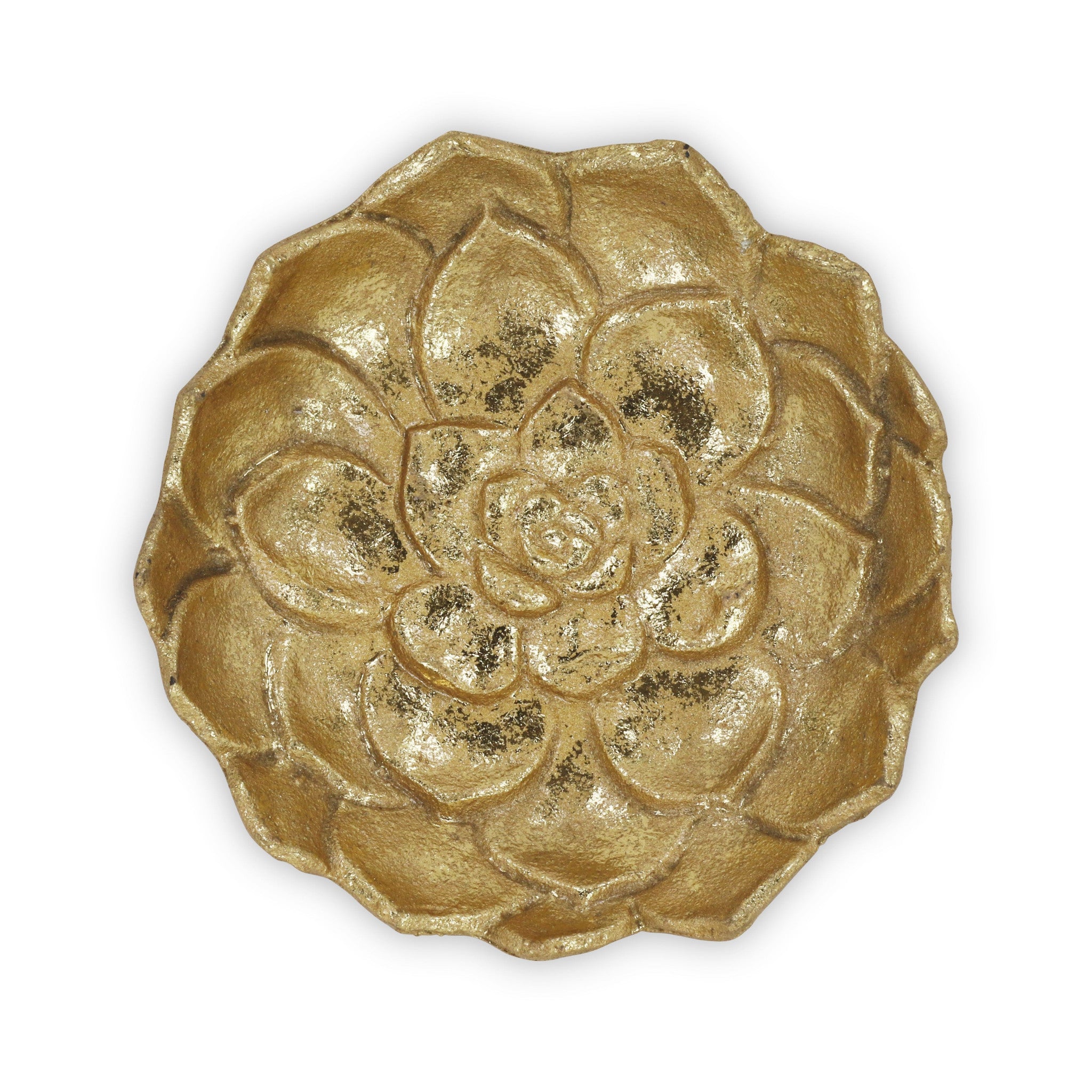 6" Gold Lotus Flower Metal Lotus Leaf Handmade Vanity Tray - Homeroots - Flyclothing LLC