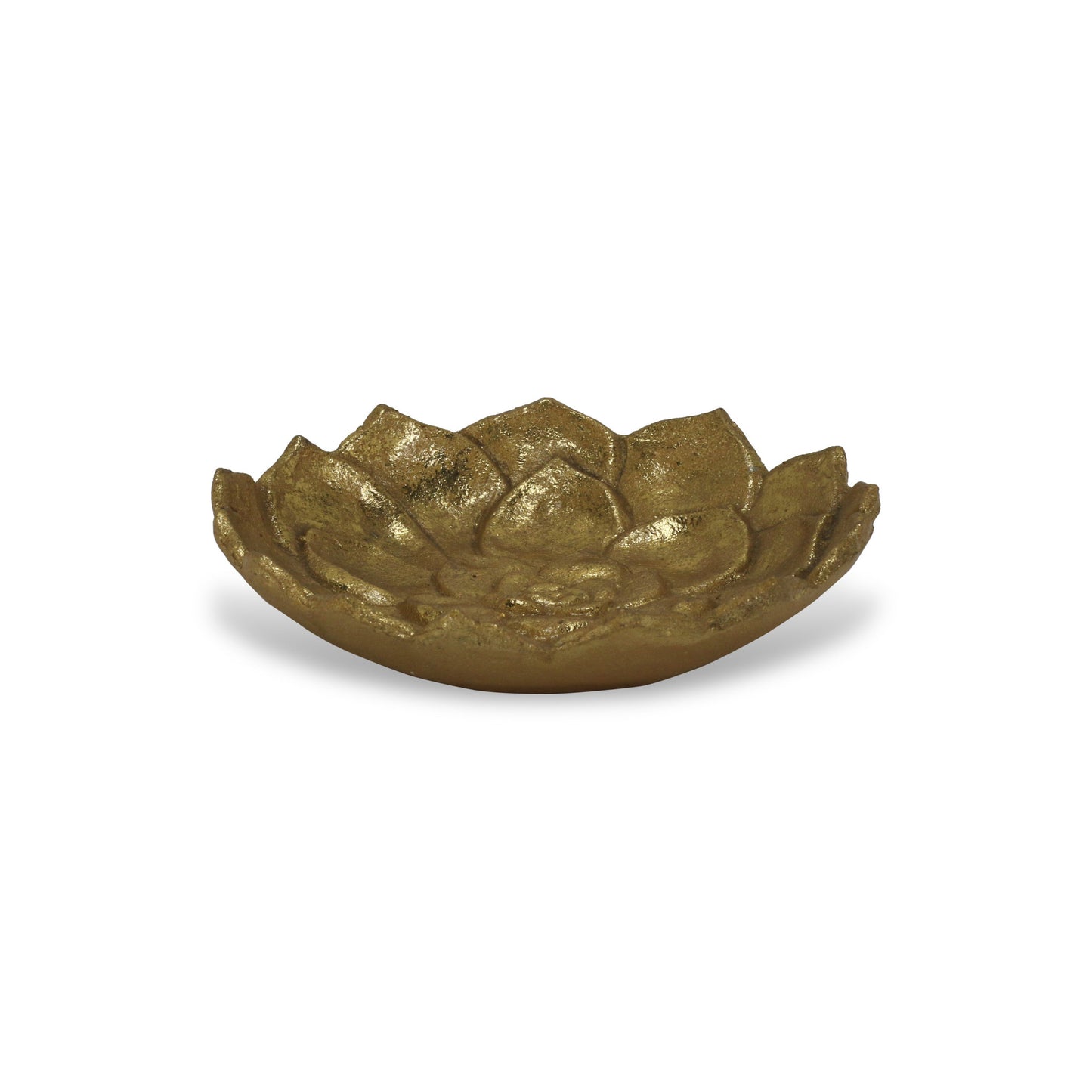 6" Gold Lotus Flower Metal Lotus Leaf Handmade Vanity Tray - Homeroots - Flyclothing LLC