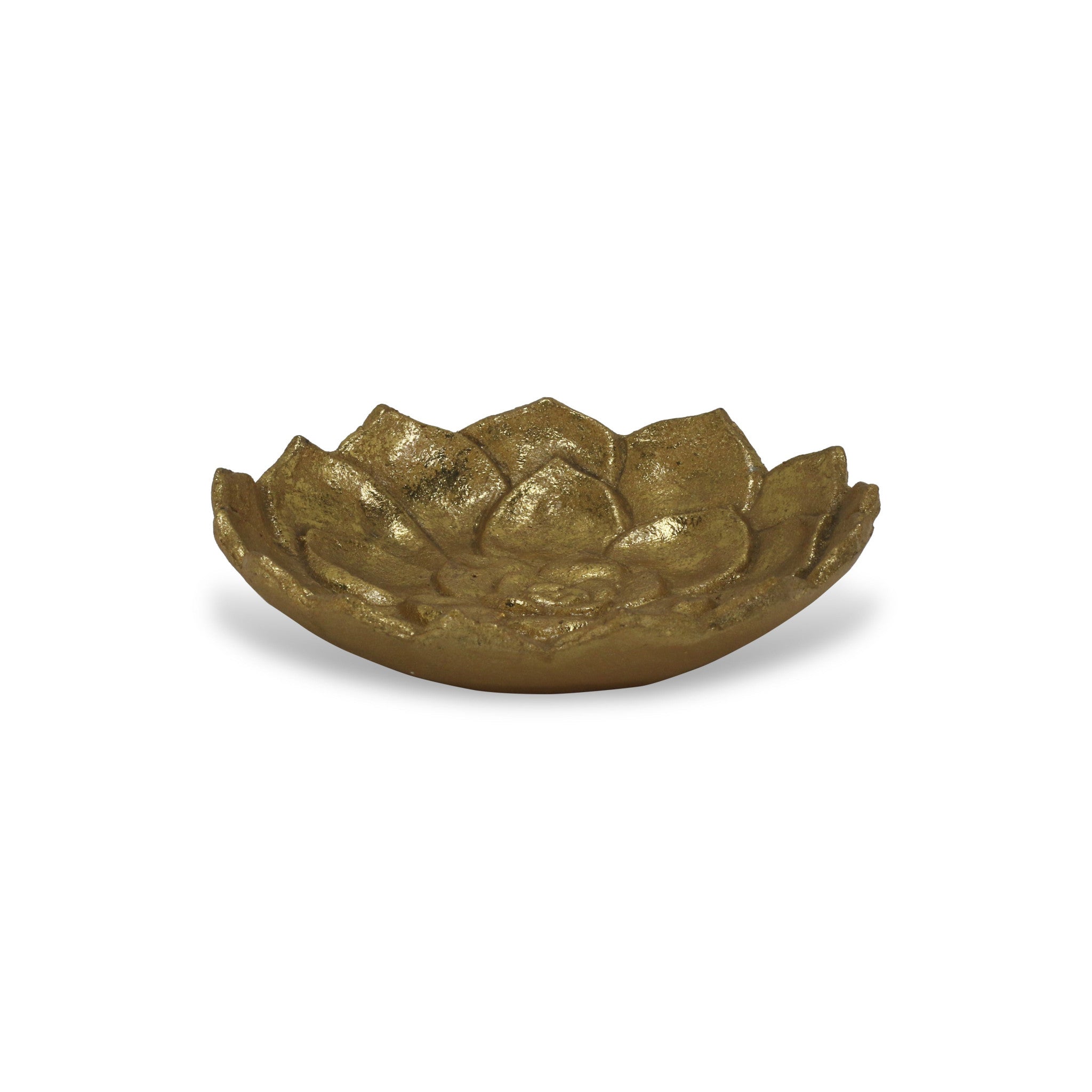 6" Gold Lotus Flower Metal Lotus Leaf Handmade Vanity Tray - Homeroots - Flyclothing LLC