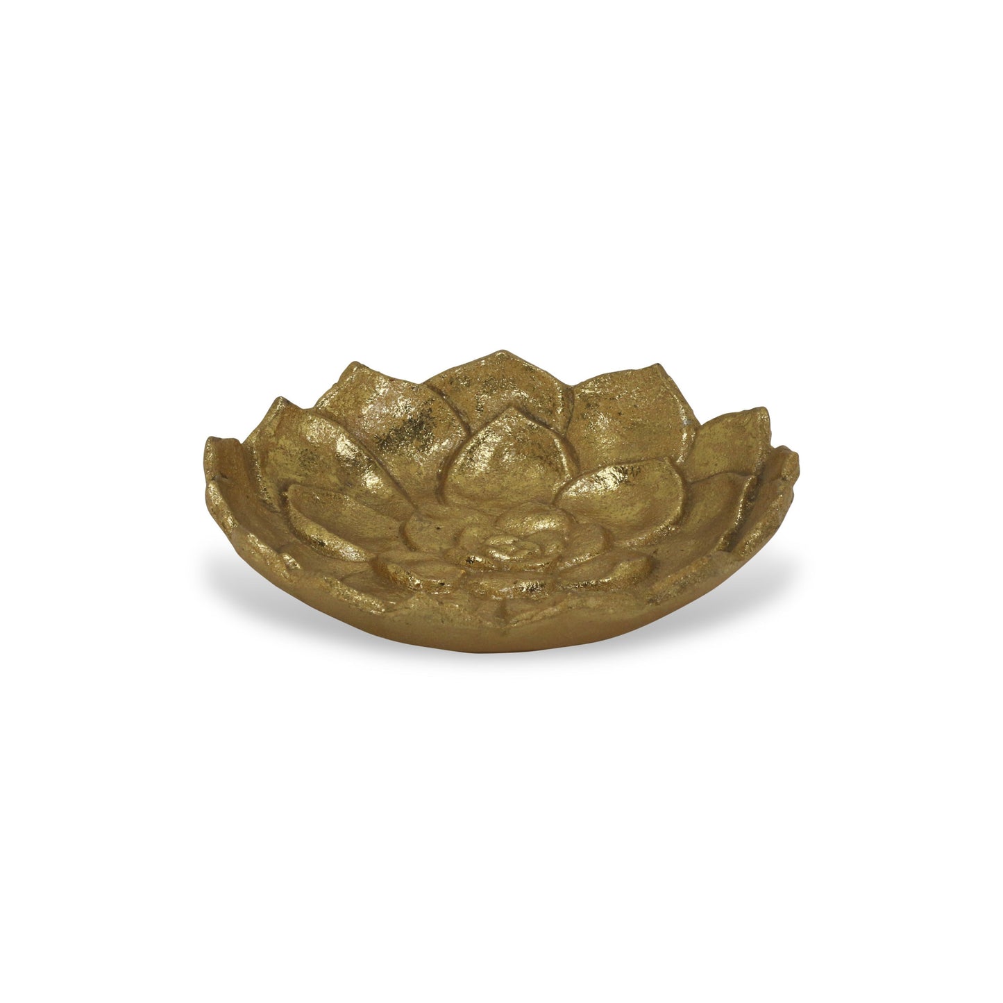 6" Gold Lotus Flower Metal Lotus Leaf Handmade Vanity Tray - Homeroots - Flyclothing LLC