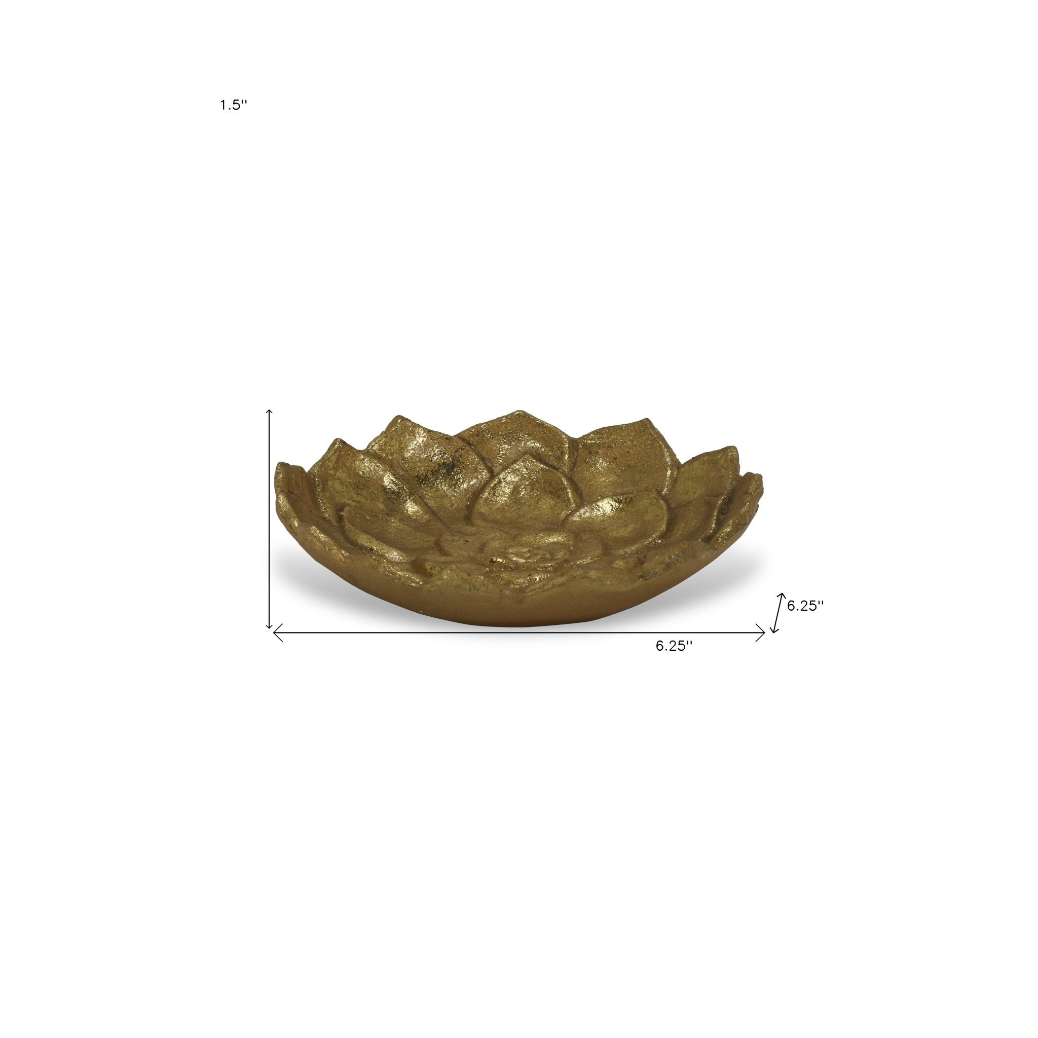 6" Gold Lotus Flower Metal Lotus Leaf Handmade Vanity Tray - Homeroots - Flyclothing LLC