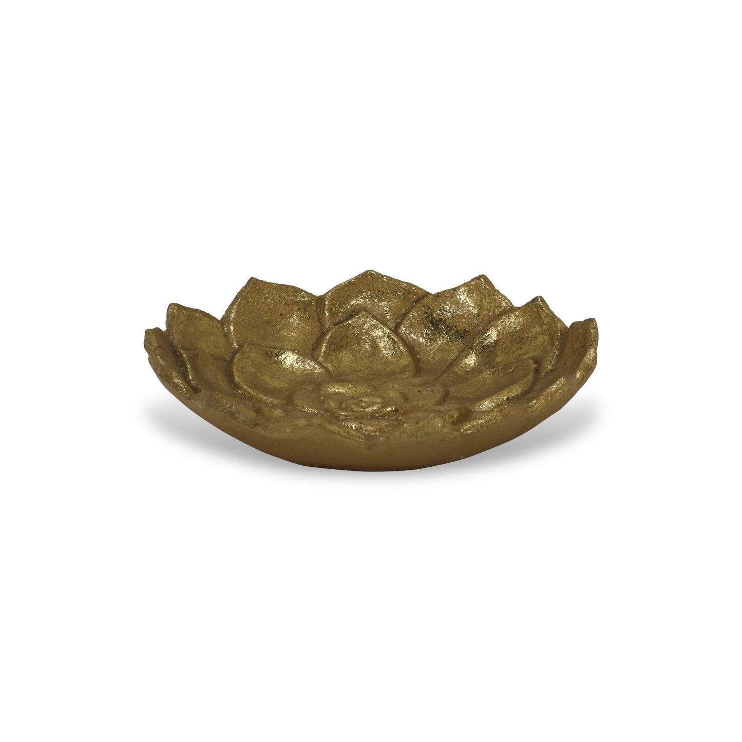 6" Gold Lotus Flower Metal Lotus Leaf Handmade Vanity Tray - Homeroots - Flyclothing LLC