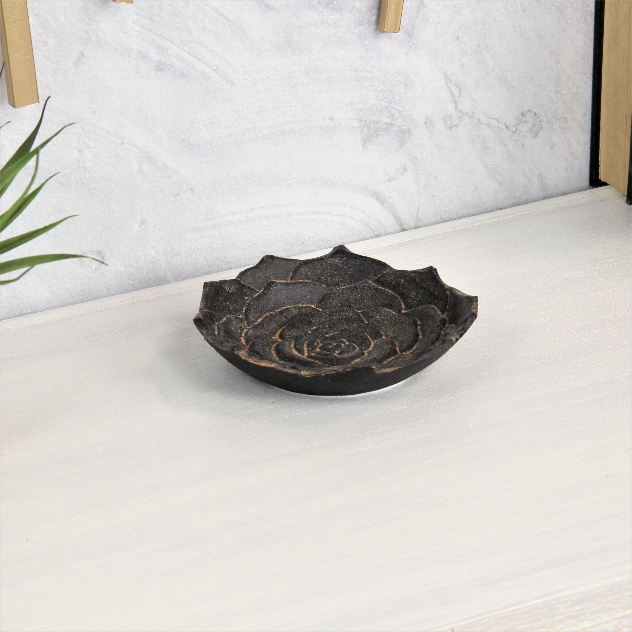 5" Black Novelty Metal Handmade Tray - Homeroots - Flyclothing LLC