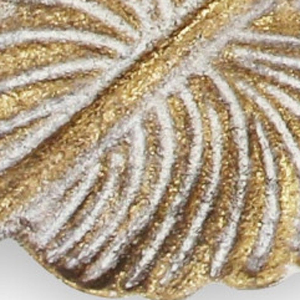 18" Gold Feather Metal Handmade Tray - Homeroots - Flyclothing LLC