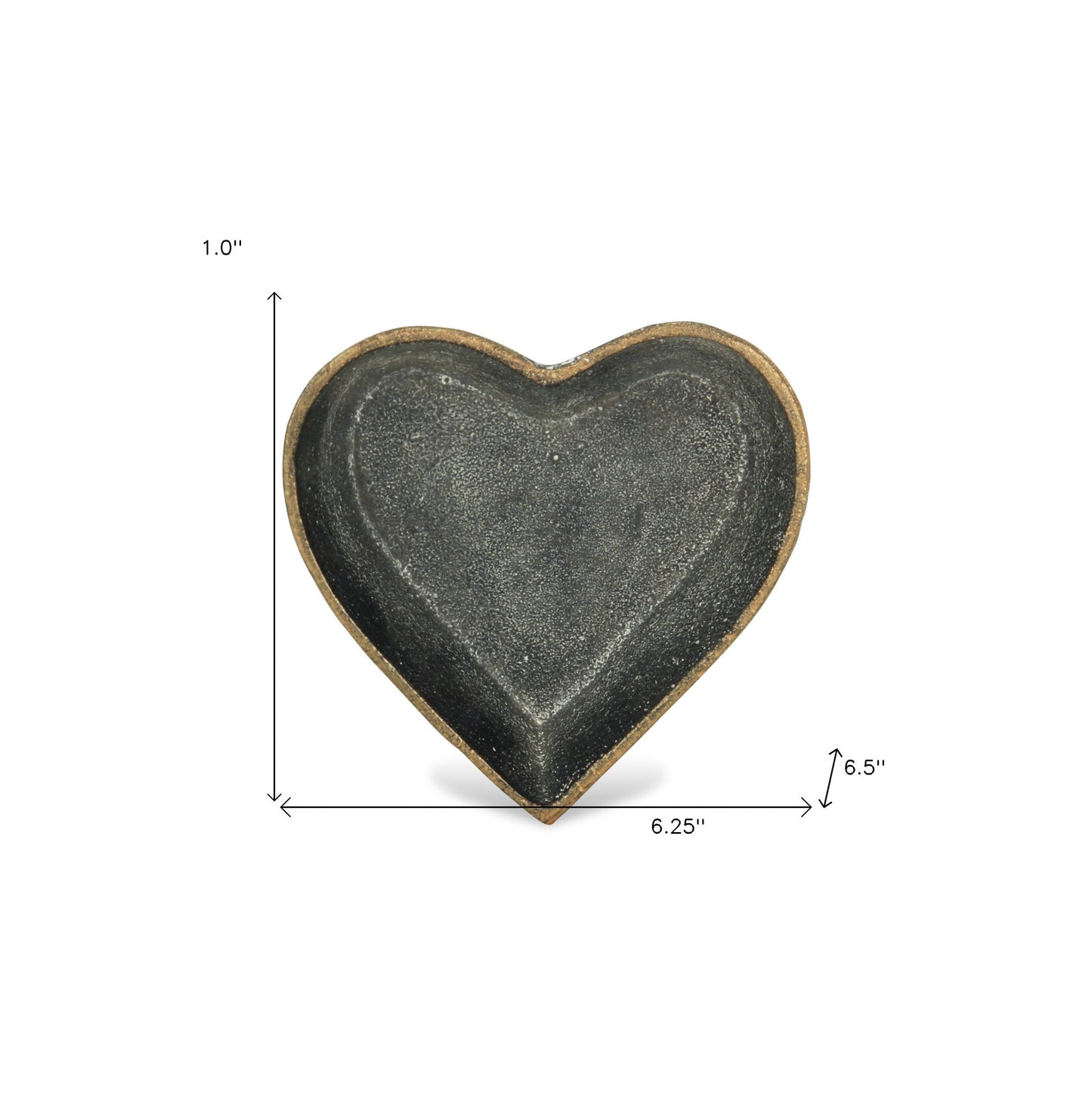 6" Black Heart Metal Heart Handmade Vanity Tray - Homeroots - Flyclothing LLC