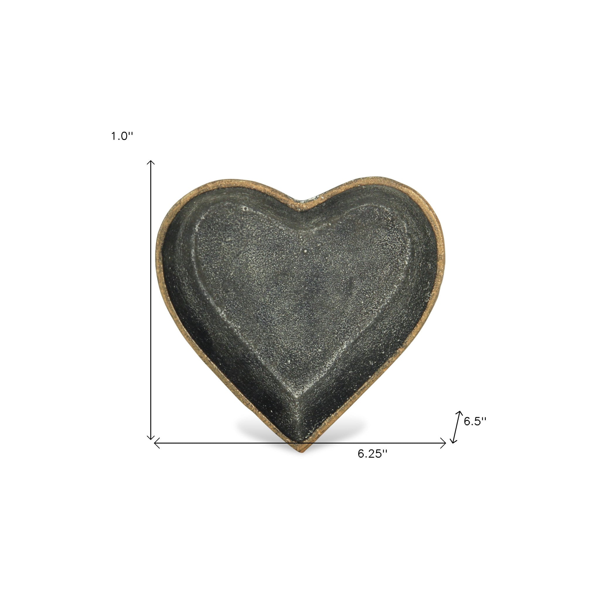 6" Black Heart Metal Heart Handmade Vanity Tray - Homeroots - Flyclothing LLC