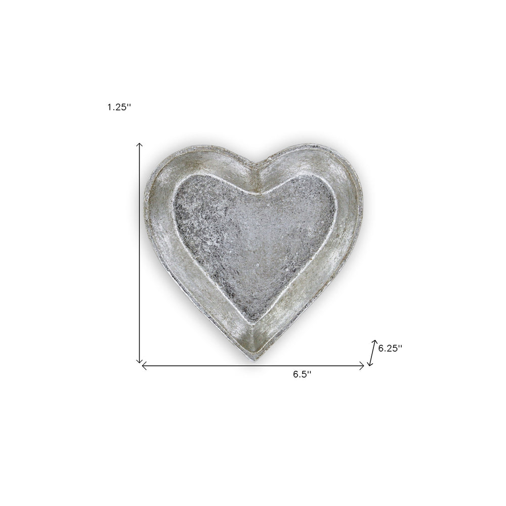 7" Silver Heart Cast Iron Handmade Vanity Tray - Homeroots - Flyclothing LLC