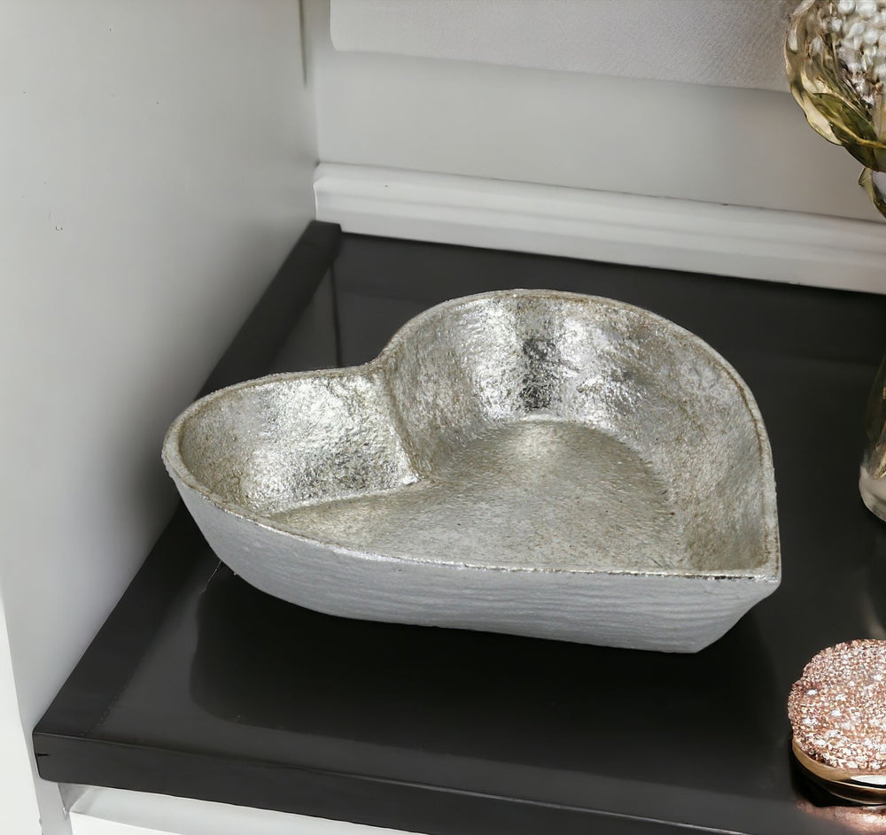 7" Silver Heart Cast Iron Handmade Vanity Tray