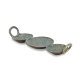 14" Blue and Gold Round Distressed Cast Iron Tri Circle Vanity Tray With Handles - Homeroots - Flyclothing LLC