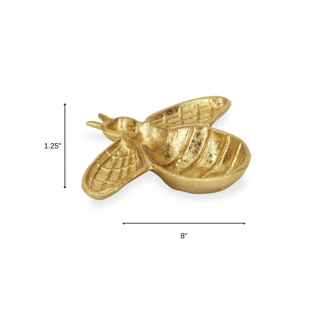 8" Gold Bumble Bee Cast Iron Vanity Tray - Homeroots - Flyclothing LLC