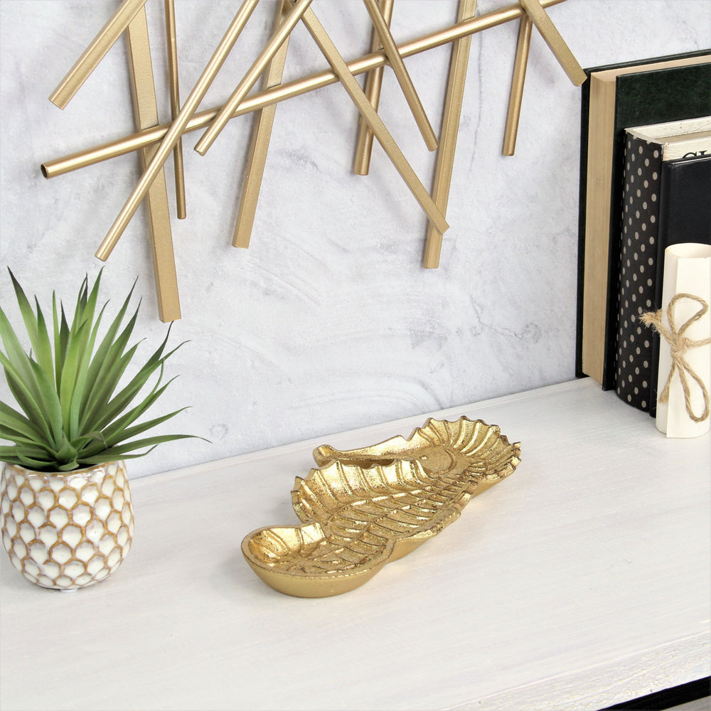 10" Gold Sea Horse Cast Iron Vanity Tray - Homeroots - Flyclothing LLC