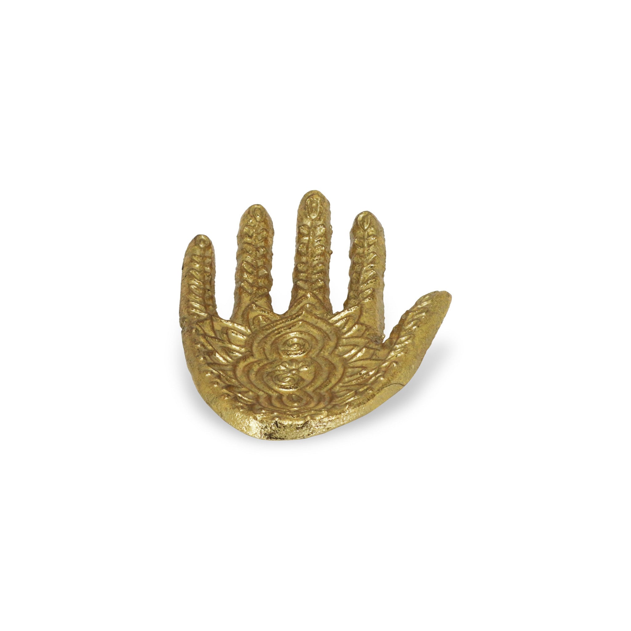 5" Gold Hamza Metal Handmade Tray - Homeroots - Flyclothing LLC