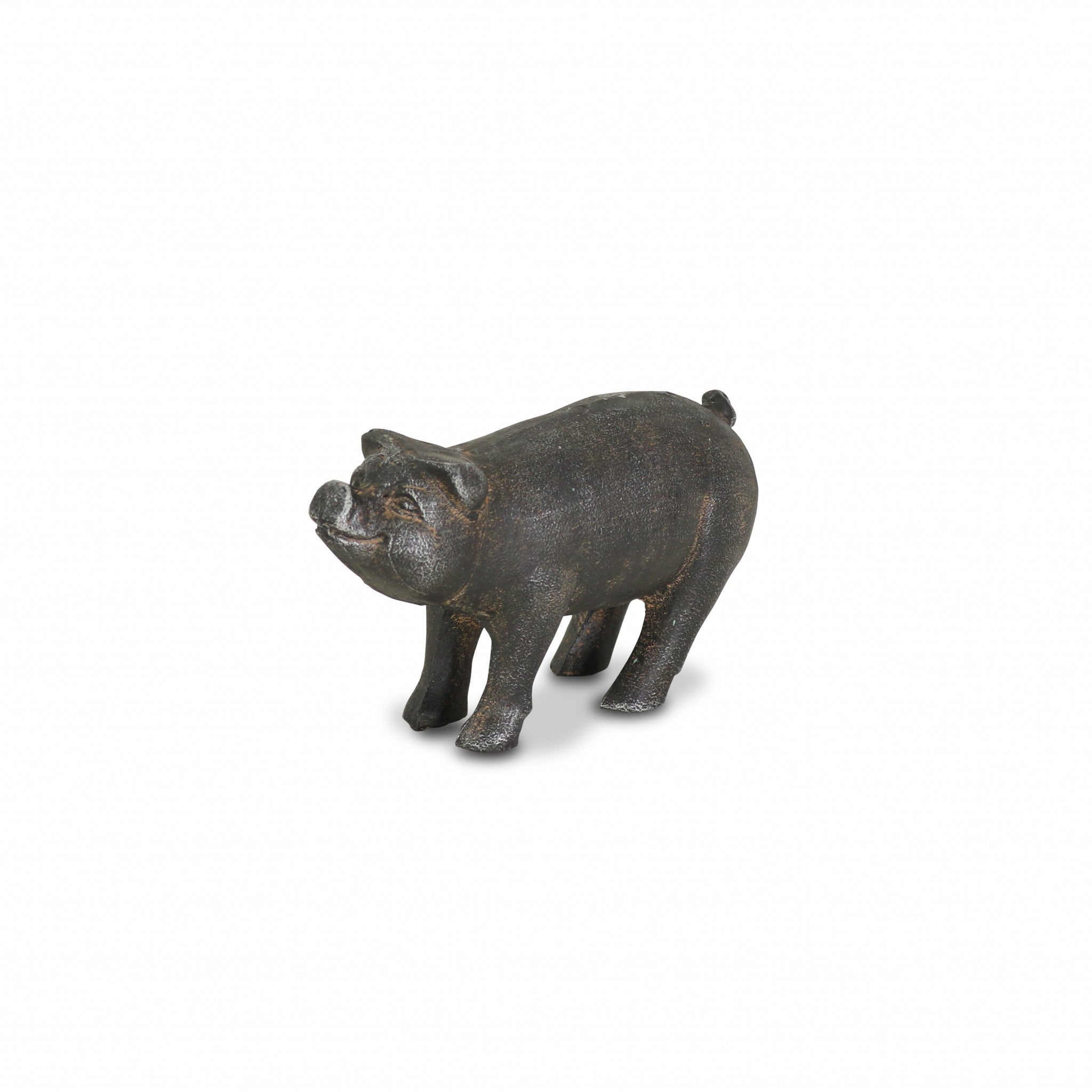 5" Black Cast Iron Pig Hand Painted Sculpture - Homeroots - Flyclothing LLC