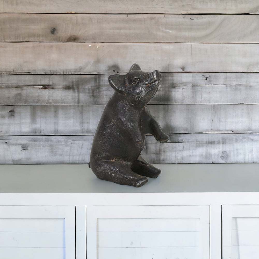 8" Black Rustic Metal Pig Figurine - Homeroots
