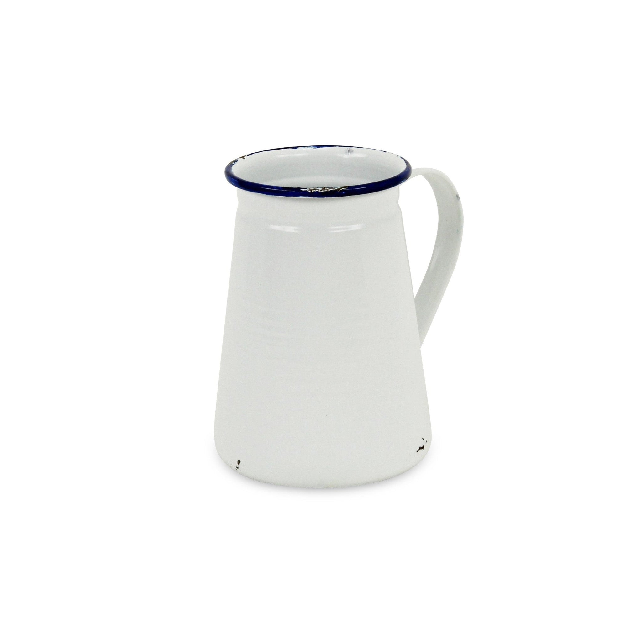 6" White and Black Metal Rustic Decorative Water Jug - Homeroots - Flyclothing LLC