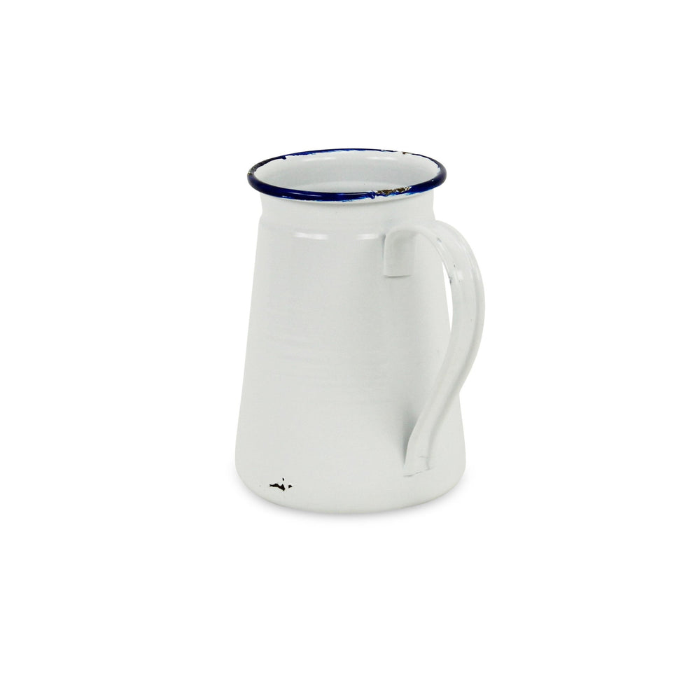 6" White and Black Metal Rustic Decorative Water Jug - Homeroots - Flyclothing LLC