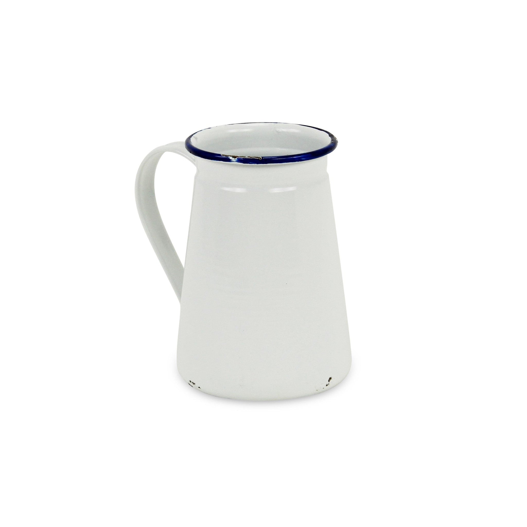 6" White and Black Metal Rustic Decorative Water Jug - Homeroots - Flyclothing LLC