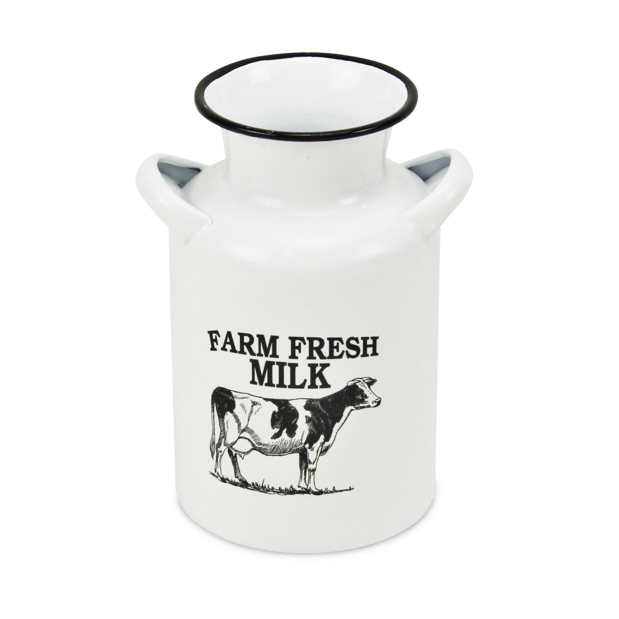 8" White and Black Rustic Cow Decorative Milk Jug - Homeroots - Flyclothing LLC