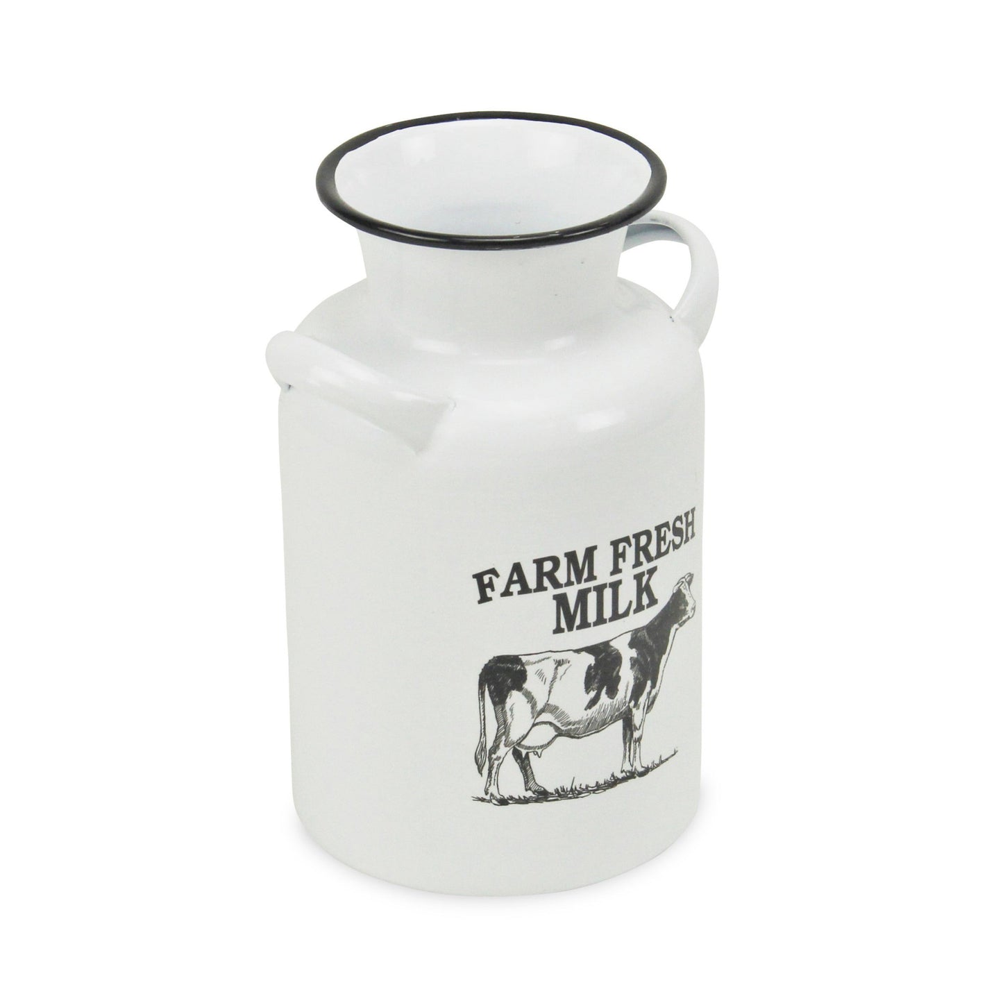 8" White and Black Rustic Cow Decorative Milk Jug - Homeroots - Flyclothing LLC