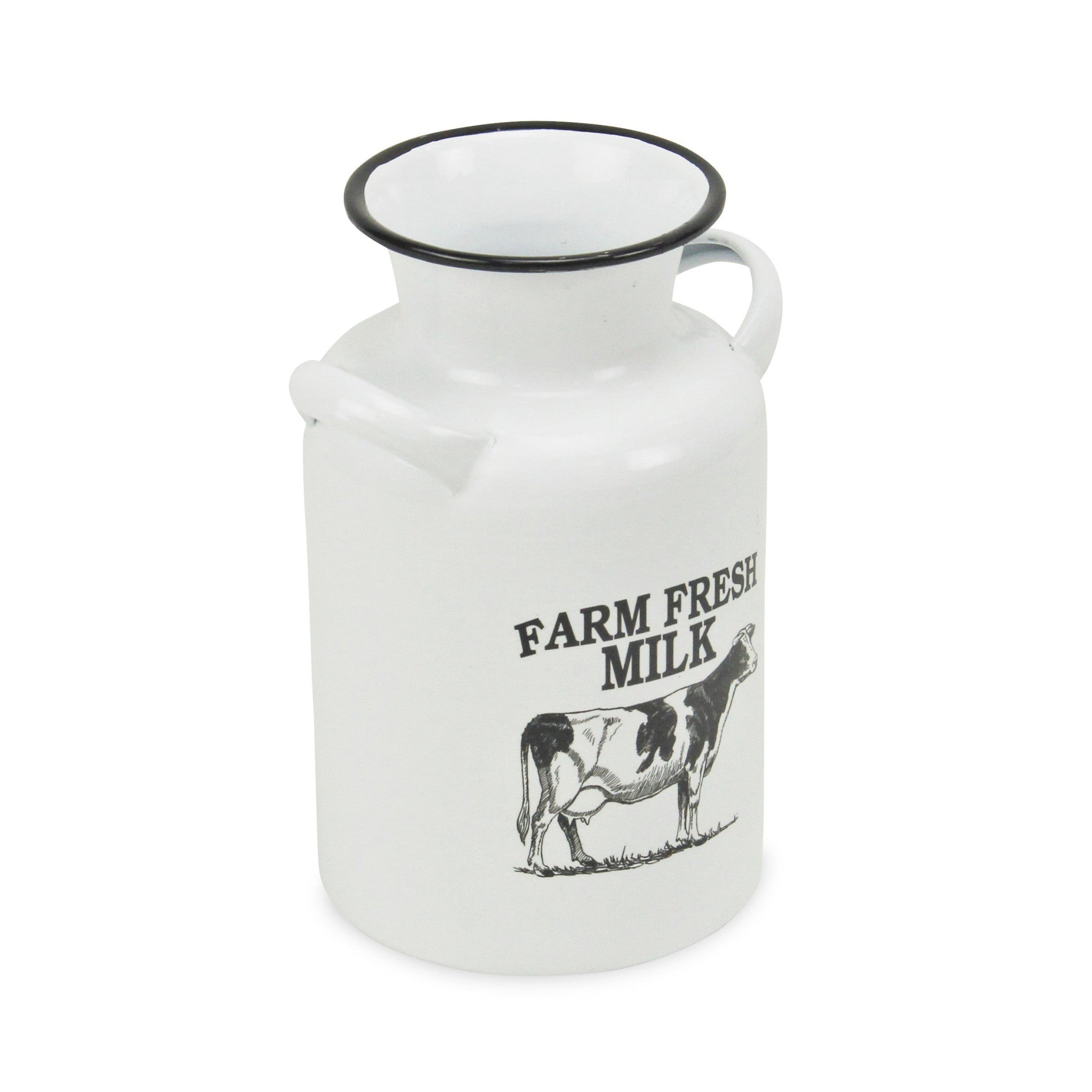 8" White and Black Rustic Cow Decorative Milk Jug - Homeroots - Flyclothing LLC
