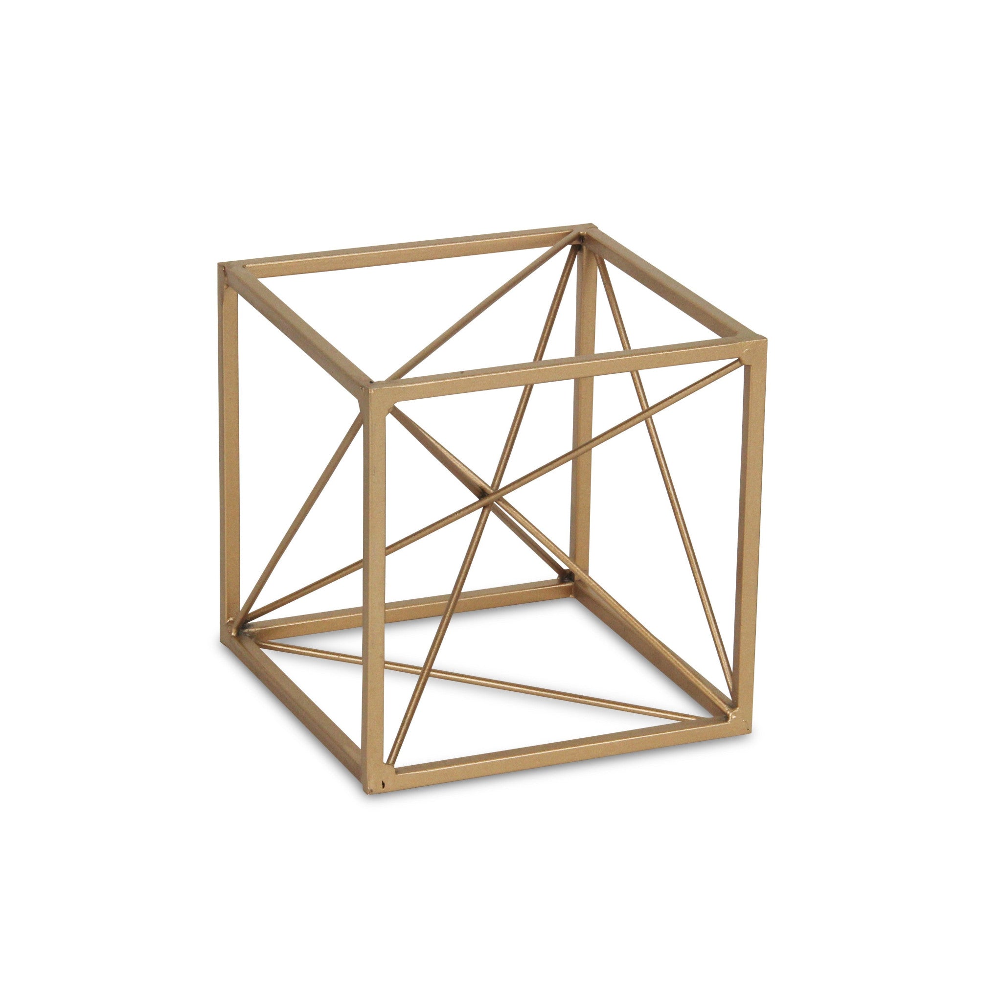 6" Gold Metal Cube Sculpture - Homeroots - Flyclothing LLC