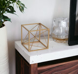 6" Gold Metal Cube Sculpture - Homeroots - Flyclothing LLC