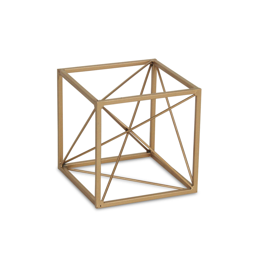 6" Gold Metal Cube Sculpture - Homeroots