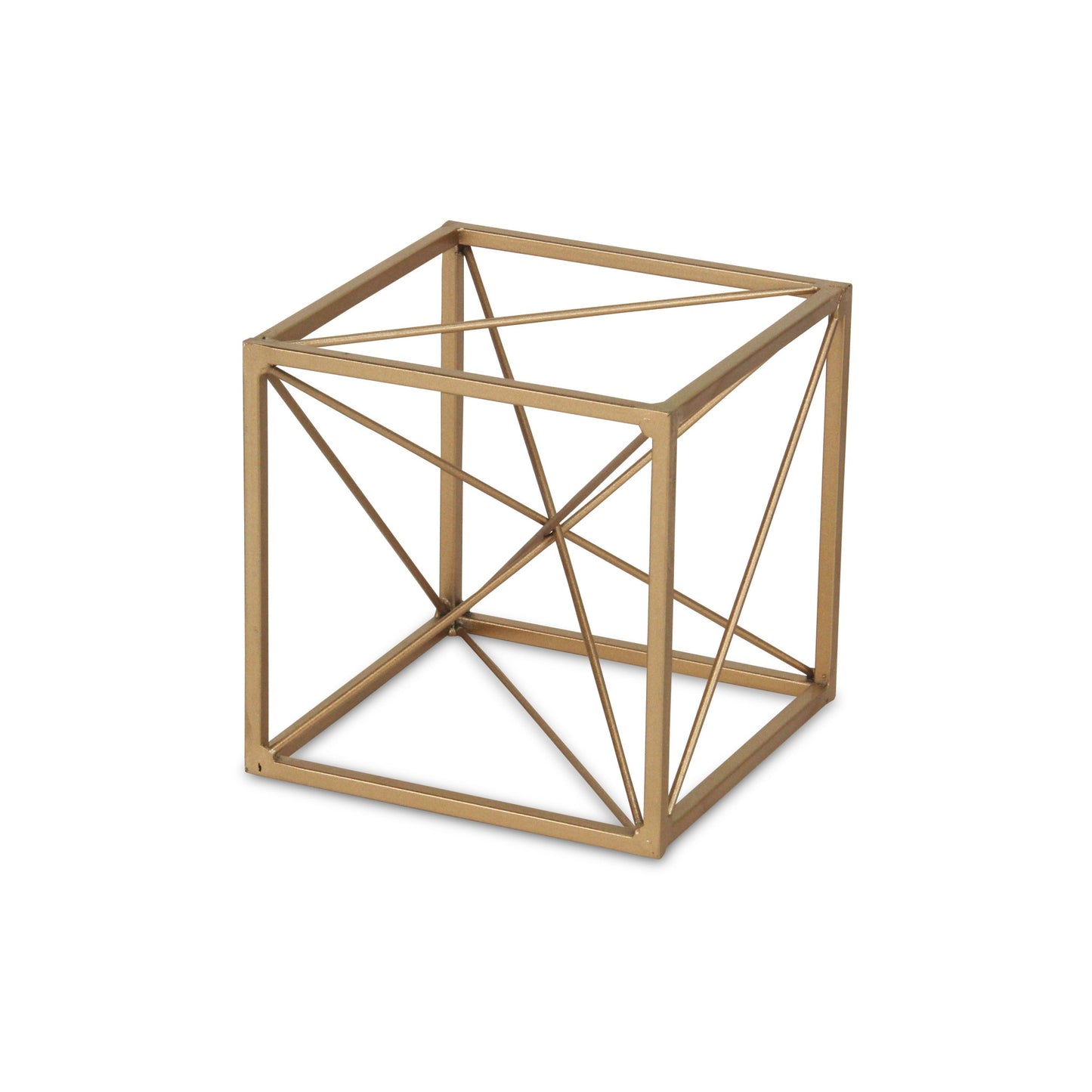 6" Gold Metal Cube Sculpture - Homeroots - Flyclothing LLC