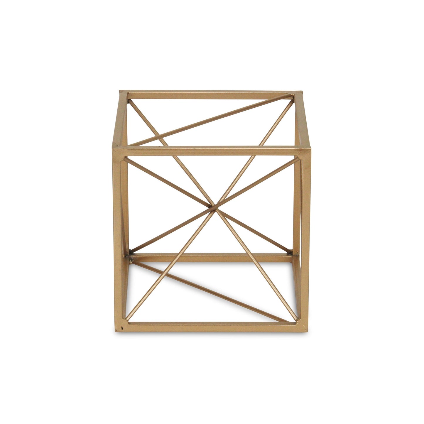 6" Gold Metal Cube Sculpture - Homeroots - Flyclothing LLC