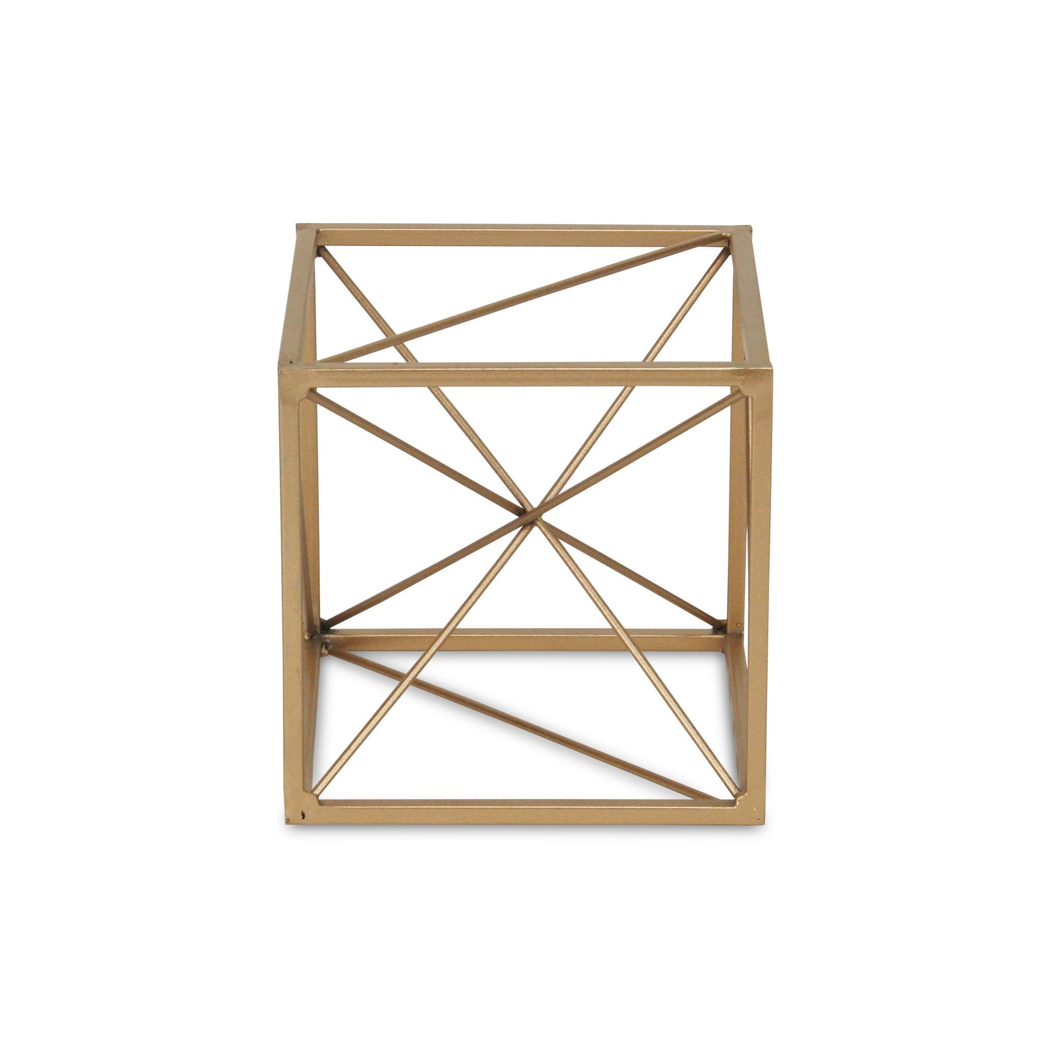 6" Gold Metal Cube Sculpture - Homeroots - Flyclothing LLC