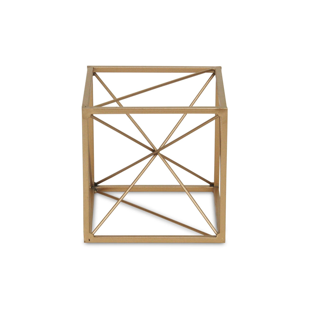 6" Gold Metal Cube Sculpture - Homeroots