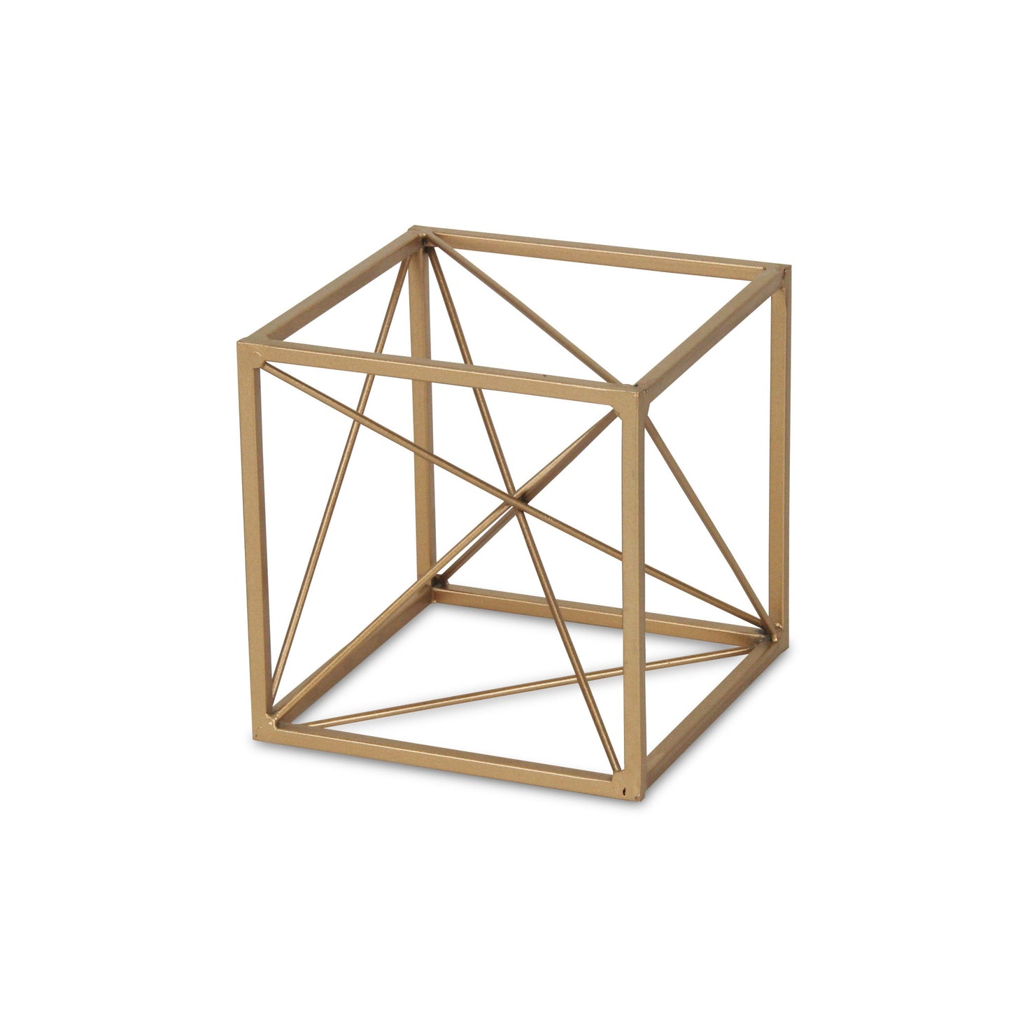 6" Gold Metal Cube Sculpture - Homeroots - Flyclothing LLC
