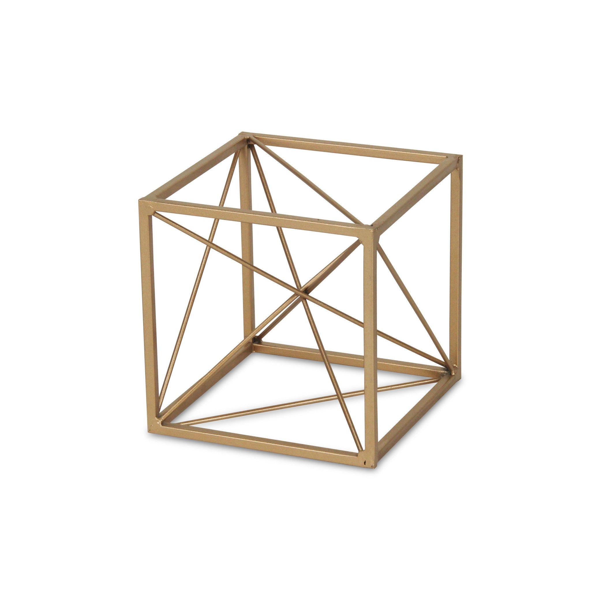 6" Gold Metal Cube Sculpture - Homeroots - Flyclothing LLC