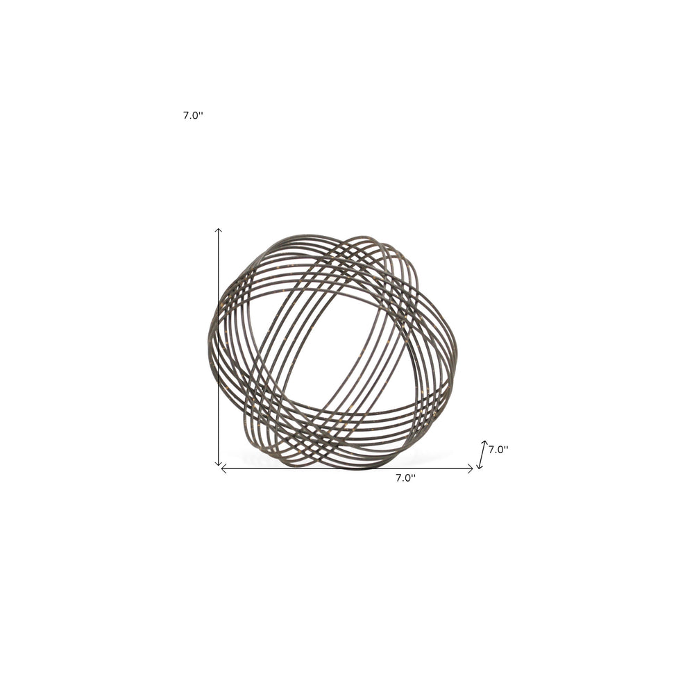 7" Gray Metal Decorative Orb - Homeroots - Flyclothing LLC