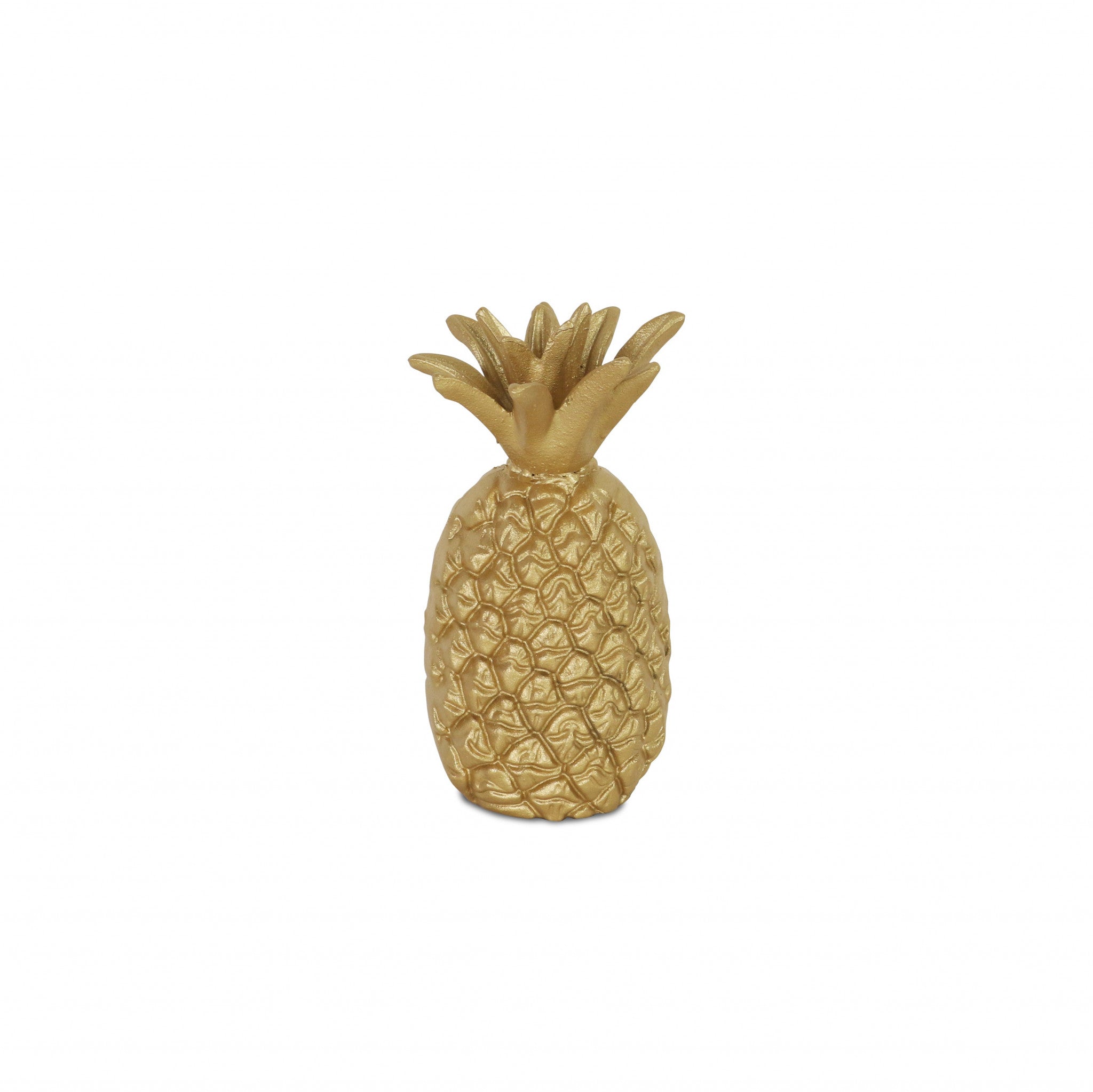 9" Gold Cast Iron Pineapple Hand Painted Sculpture - Homeroots - Flyclothing LLC
