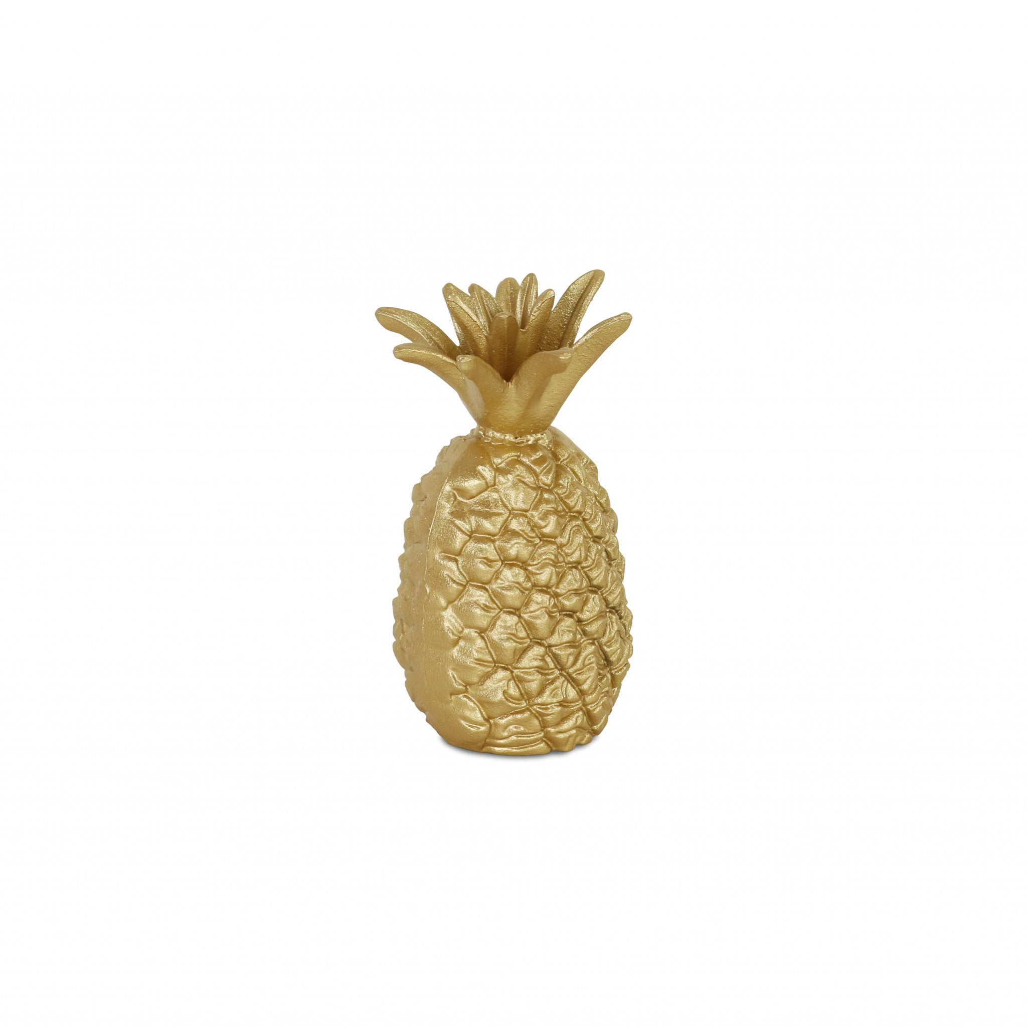 9" Gold Cast Iron Pineapple Hand Painted Sculpture - Homeroots - Flyclothing LLC