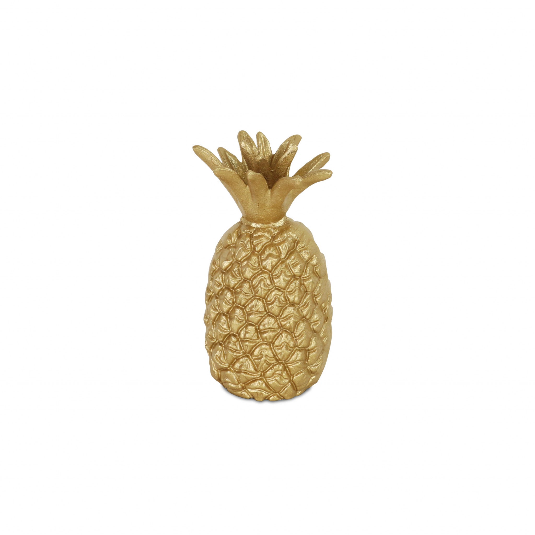 9" Gold Cast Iron Pineapple Hand Painted Sculpture - Homeroots - Flyclothing LLC