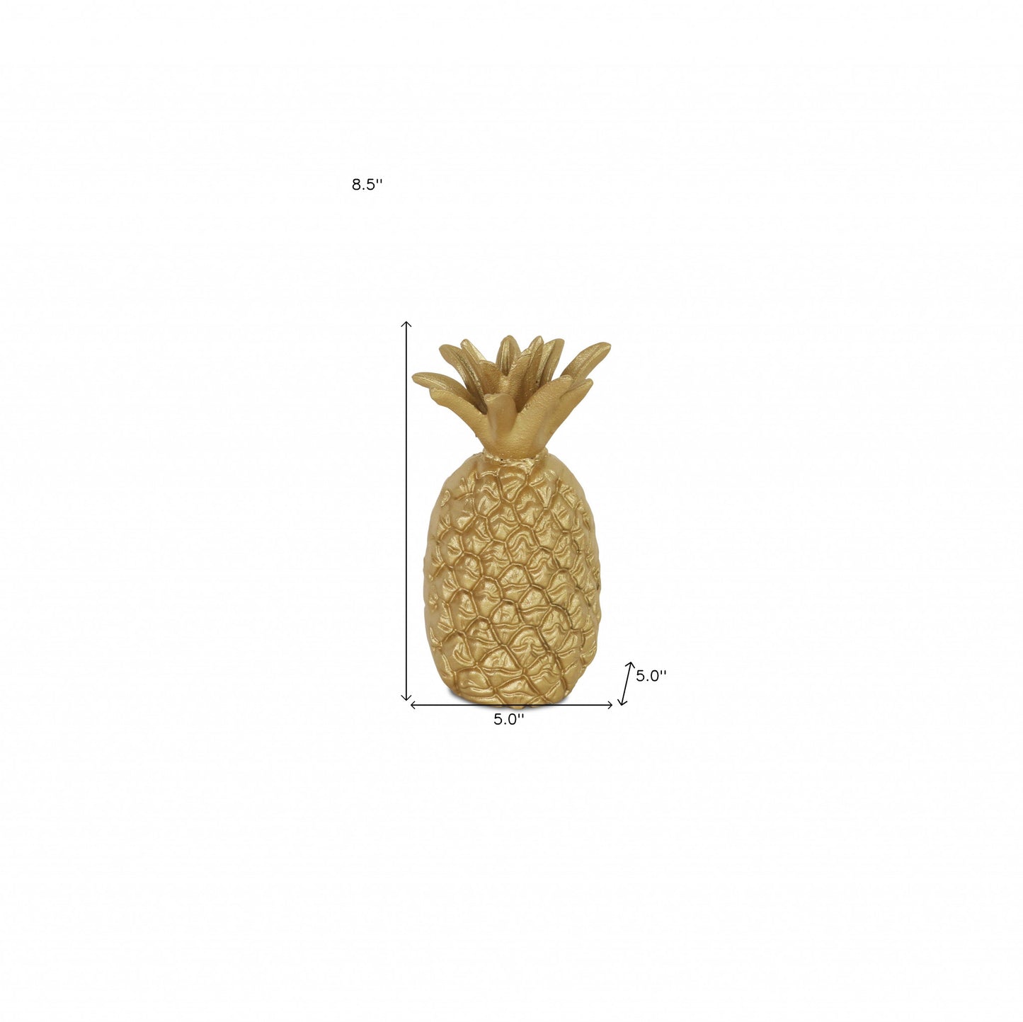 9" Gold Cast Iron Pineapple Hand Painted Sculpture - Homeroots - Flyclothing LLC
