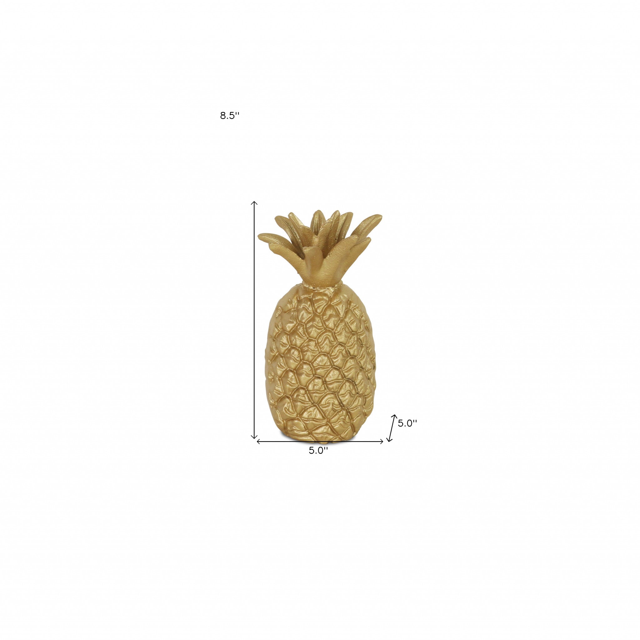 9" Gold Cast Iron Pineapple Hand Painted Sculpture - Homeroots - Flyclothing LLC